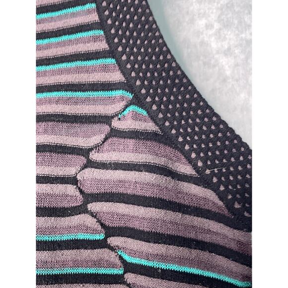 Missoni Black Gray Green Crew Neck Sleeveless Striped Knit Top Size 6 - Picture 3 of 12